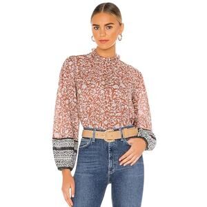 Cleobella Mauve Floral Print Nasir Blouse Top in Raja Size Small